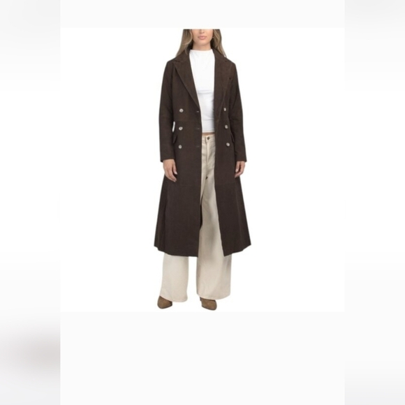 REBECCA MINKOFF Suede Long Trench Coat - Picture 4 of 5